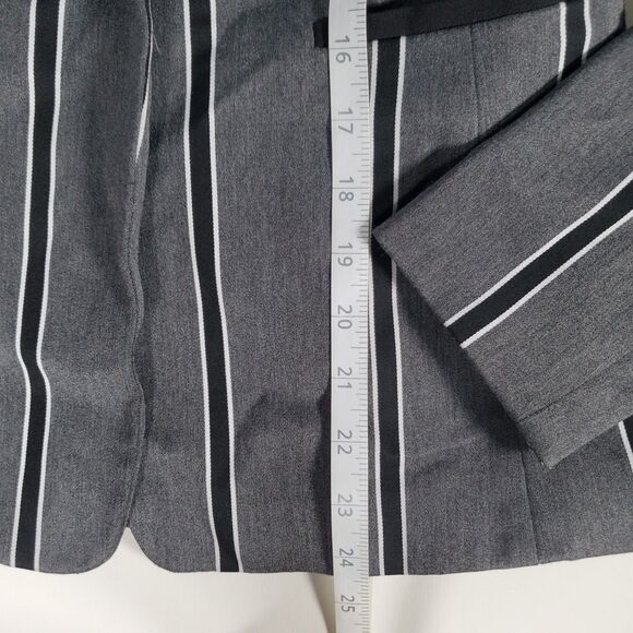 Tahari Women’s Blazer Jacket Size 2 Gray Black White Stripe Lined Fitted Classic - Picture 13 of 14